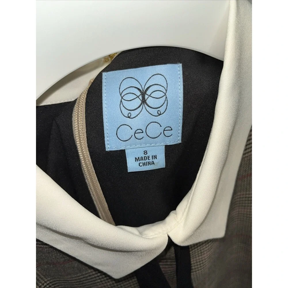 CeCe Plaid‎ Print Point Collar Shift Dress, Size-8 Academia Versatile Festival - Picture 4 of 11